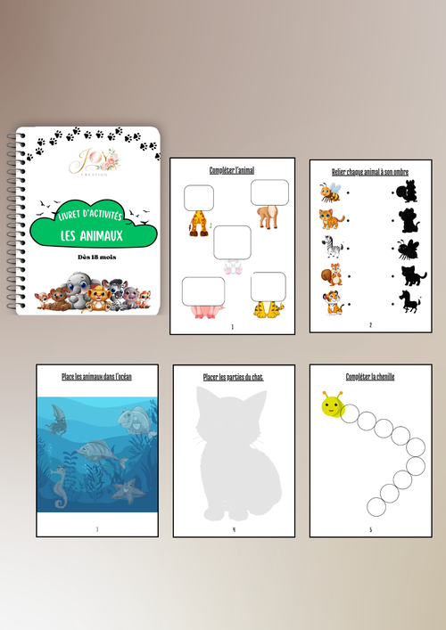 Livret d’activité : LES ANIMAUX - Dès 18 mois - 20 pages