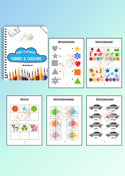 Livret d’activités : FORMES & COULEURS - 18 mois et + - 30 pages